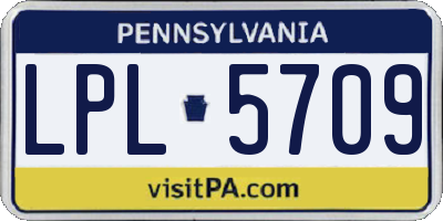PA license plate LPL5709