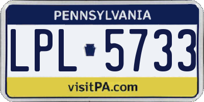 PA license plate LPL5733