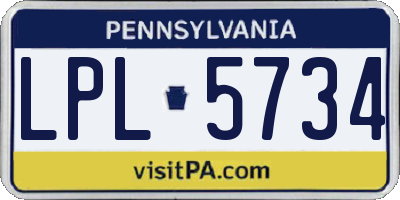 PA license plate LPL5734