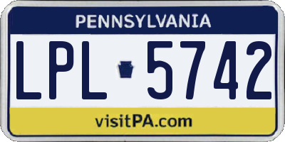 PA license plate LPL5742