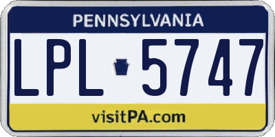 PA license plate LPL5747