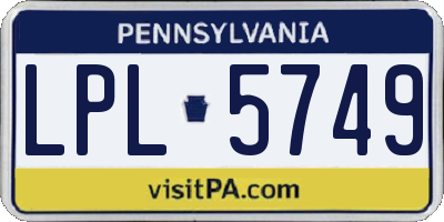 PA license plate LPL5749