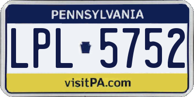 PA license plate LPL5752