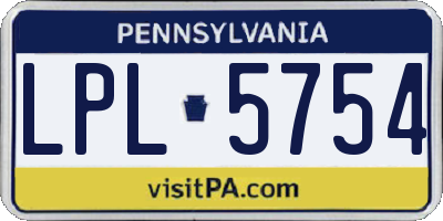PA license plate LPL5754