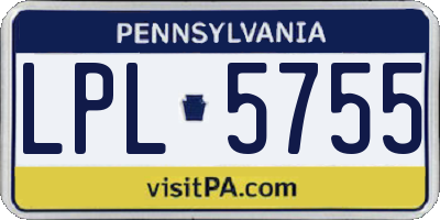 PA license plate LPL5755
