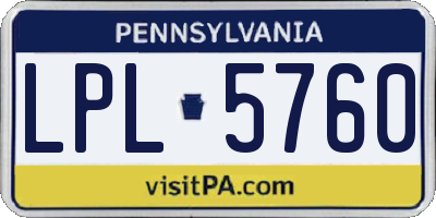 PA license plate LPL5760