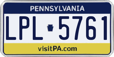PA license plate LPL5761