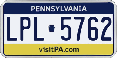 PA license plate LPL5762