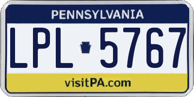 PA license plate LPL5767