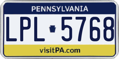PA license plate LPL5768
