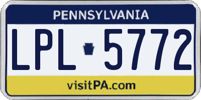 PA license plate LPL5772