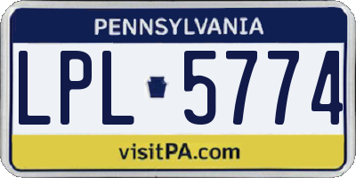 PA license plate LPL5774