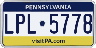 PA license plate LPL5778