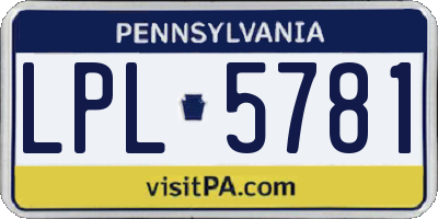 PA license plate LPL5781