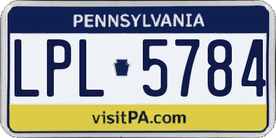 PA license plate LPL5784