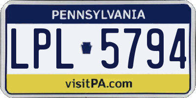 PA license plate LPL5794