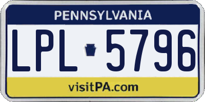PA license plate LPL5796