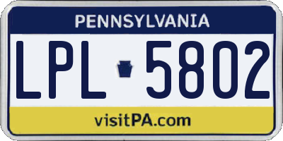 PA license plate LPL5802