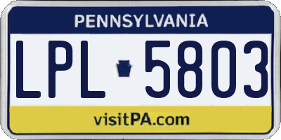 PA license plate LPL5803