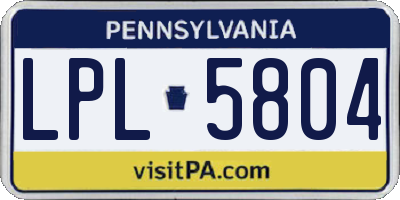 PA license plate LPL5804