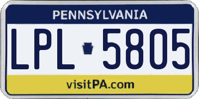 PA license plate LPL5805