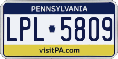 PA license plate LPL5809