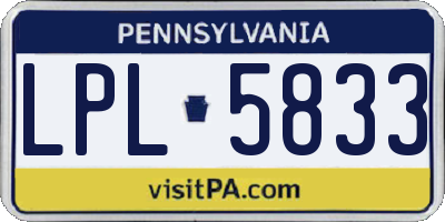 PA license plate LPL5833