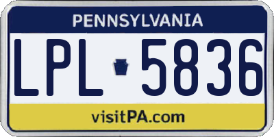 PA license plate LPL5836