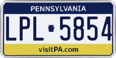 PA license plate LPL5854