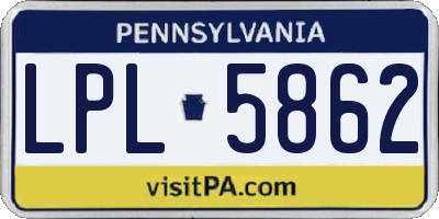 PA license plate LPL5862