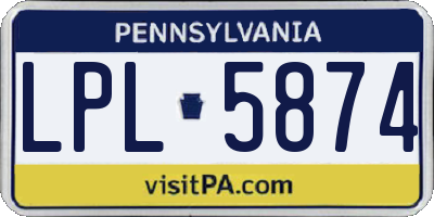 PA license plate LPL5874