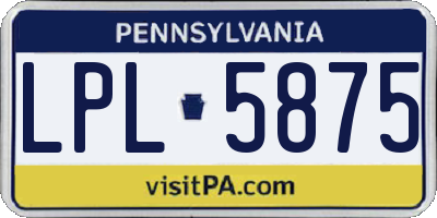 PA license plate LPL5875
