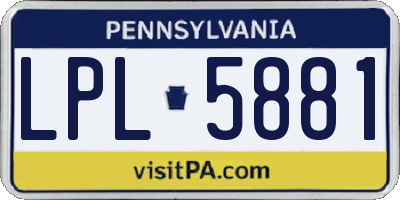 PA license plate LPL5881