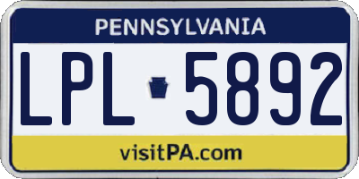 PA license plate LPL5892
