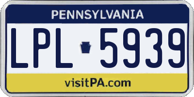 PA license plate LPL5939