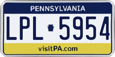 PA license plate LPL5954