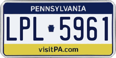 PA license plate LPL5961