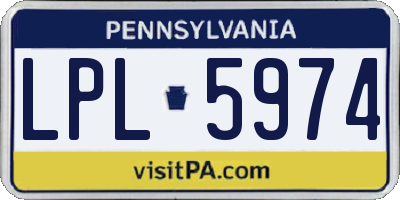 PA license plate LPL5974