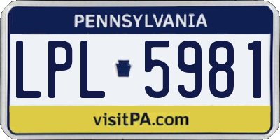 PA license plate LPL5981
