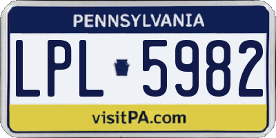 PA license plate LPL5982