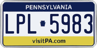 PA license plate LPL5983
