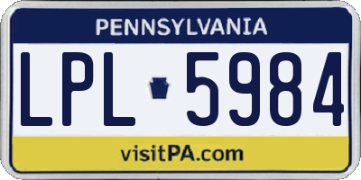 PA license plate LPL5984