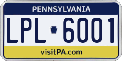 PA license plate LPL6001