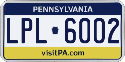 PA license plate LPL6002