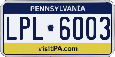 PA license plate LPL6003