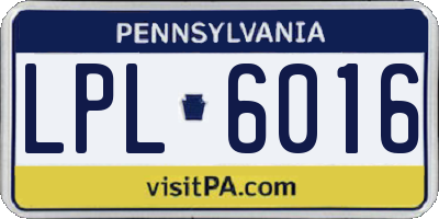 PA license plate LPL6016