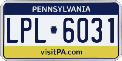 PA license plate LPL6031