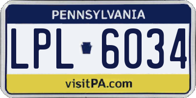 PA license plate LPL6034