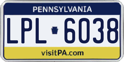 PA license plate LPL6038