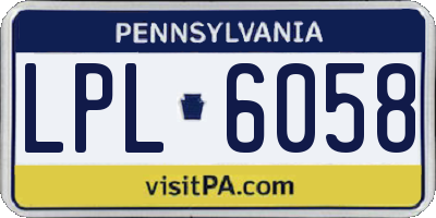 PA license plate LPL6058